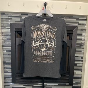 Mens Mossy Oak Shirts & Tops | Mossy Oak Grey Obsession Logo Long Sleeve Size XL